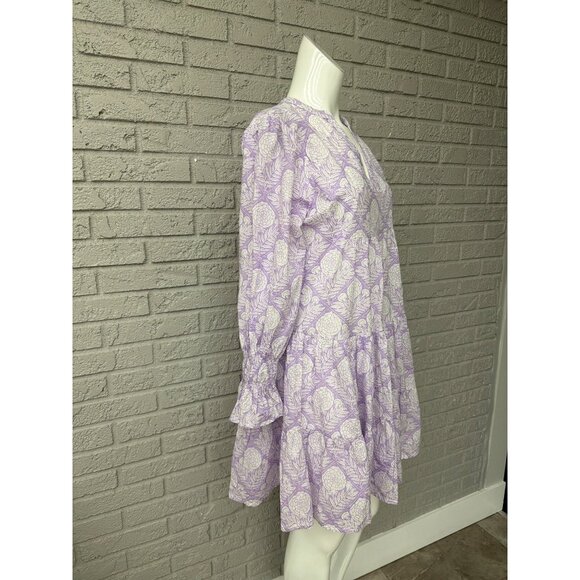 Just Darviny Lilac Hydrangea Floral Print Long Sleeve A-Line Dress Size S - Picture 5 of 8